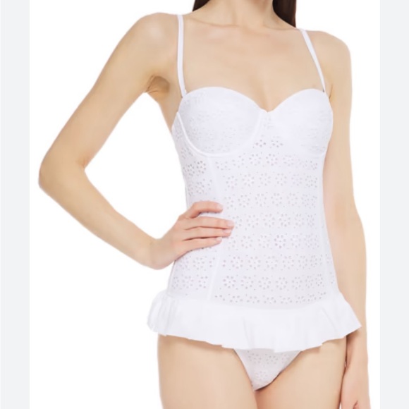 Tory Burch Broderie Anglaise Flounce One-Piece Bathing Suit - Size Large - Picture 14 of 14